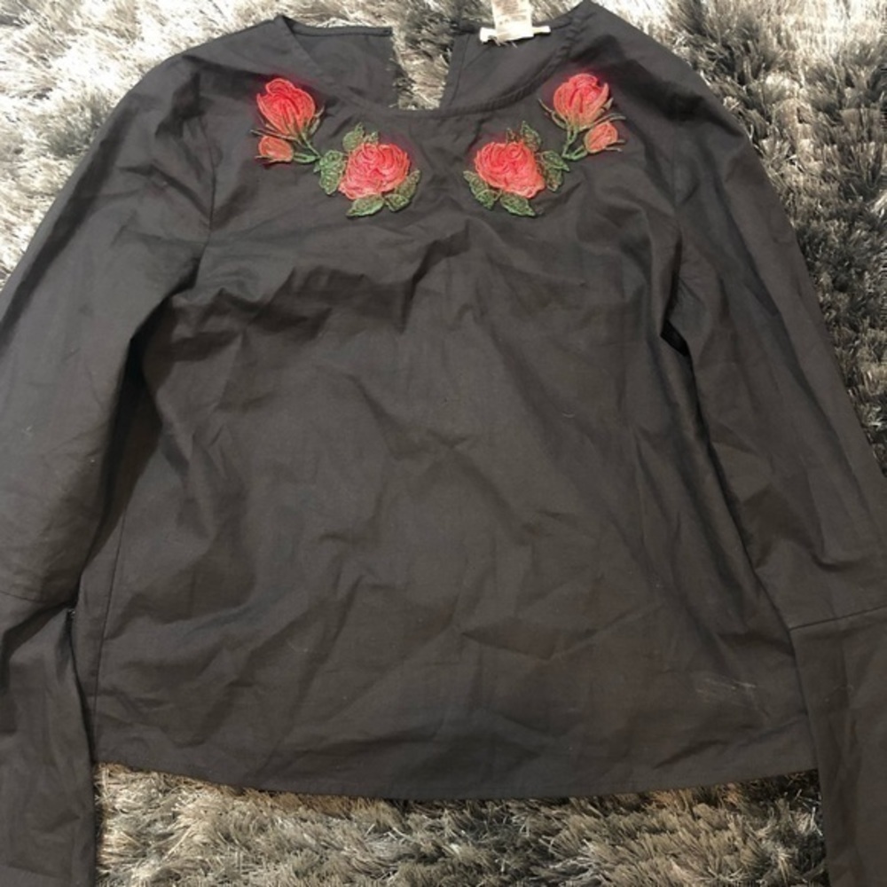 Intu Blouse Boho Bell Sleeve  Embroidered …